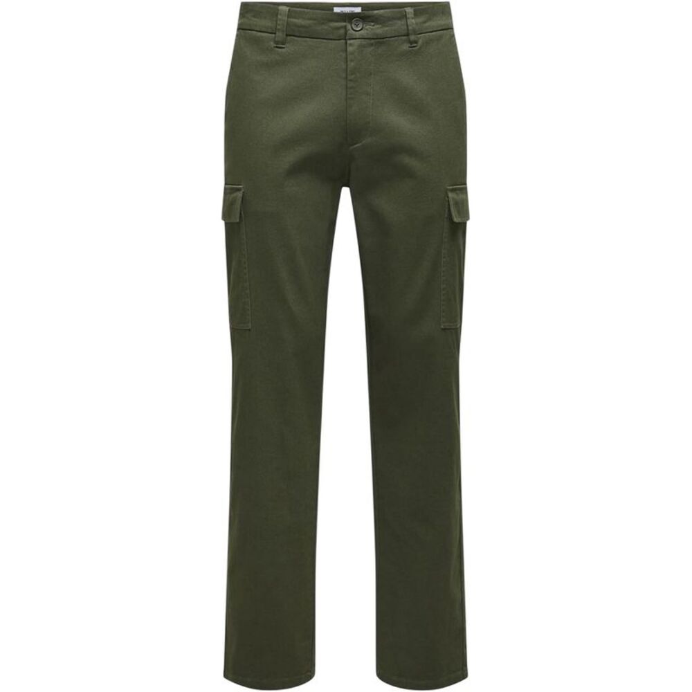 Only Mens Plain Straight Cargo Pants / Olive Night